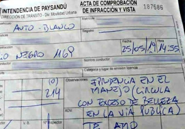 Uruguay : une femme se fait donner une contravention pour… excès de beauté post thumbnail image