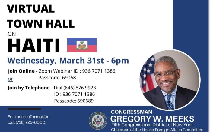 Zoom sur Haïti mercredi soir : Le Congressman Meeks organise un « Virtual Town Hall » post thumbnail image